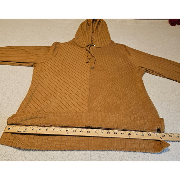 Nine West Brown Hooded Sweater Tunic Top Long Sleeve Ribbed Pullover Women’s XL - Picture 11 of 11